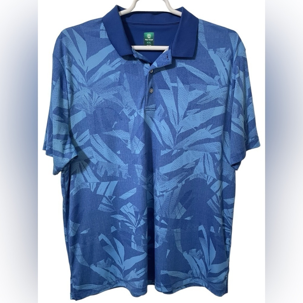 Pro Tour Mens Palm Blue Golf Polo Short Sleeve Shirt size XXL